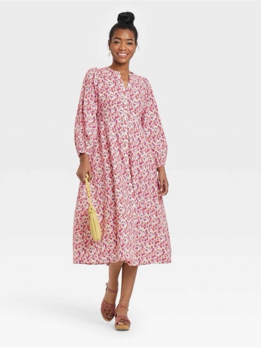 Universal Thread Floral Midi Dress Red and White Floral